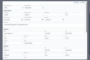 Formulář se zobrazí ihned poté, co je soubor PDF zpracován AI nebo v něm byl nalezen přiložený dokument ISDOC. Slouží k zadání osoby, která má fakturu předschválit a která má provést konečné schválení. Pokud fakturu nikdo nepředschvaluje, je možné tuto položku vynechat. Před uložením je vhodné zkontrolovat důležité položky a popřípadě provést opravu. Především je potřeba zkontrolovat číslo účtu, kam se platba zasílá, částku a variabilní symbol.